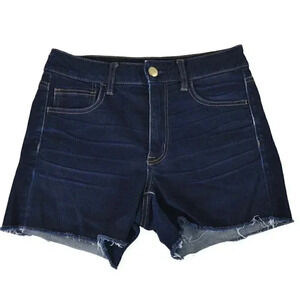 American Eagle Dark Wash Hi-Rise  Shortie Raw Hem Size 8